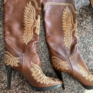 Sergio Rossi camel colored cow boy boots size 39